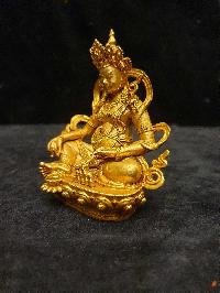 Buddhist Miniature Statue Of Jambhala, [full Gold Plated]