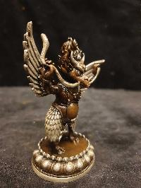 Buddhist Miniature Statue Of Garuda, [silver And Chocolate Oxidized]