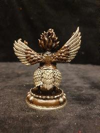 Buddhist Miniature Statue Of Garuda, [silver And Chocolate Oxidized]