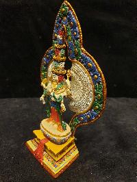 Buddhist Miniature Statue Of Sahasrabhuja Avalokitesvara, [traditional Color, Face Painted]