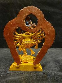 Buddhist Miniature Statue Of Ganesh Red Jambhala, Ganesha, [full Gold Plated]