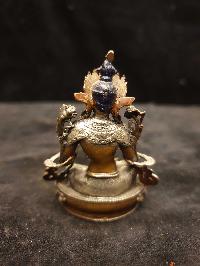 Buddhist Miniature Statue Of Green Tara, [silver And Chocolate Oxidized]