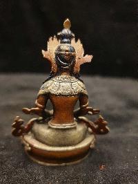 Buddhist Miniature Statue Of Aparimita, Amitayus, [silver And Chocolate Oxidized], Amitayus, Chepame