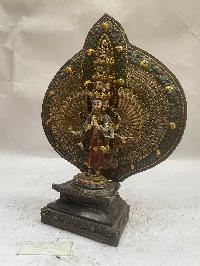 Statue Of Sahasrabhuja Avalokitesvara, [antique Finishing], [traditional Color Finishing]