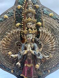 Statue Of Sahasrabhuja Avalokitesvara, [antique Finishing], [traditional Color Finishing]