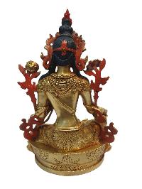 Tibetan Buddhist Statue Of Green Tara, [full Gold Plated, And Painted Face]