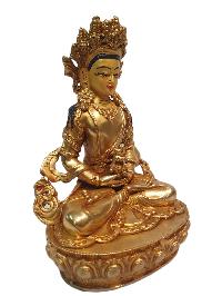 Tibetan Buddhist Statue Of Aparimita, [full Gold Plated, And Painted Face], Amitayus, Chepame