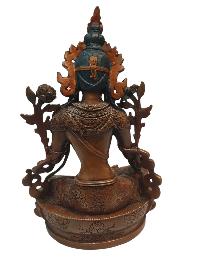 Tibetan Buddhist Statue Of Green Tara, [oxidized And Painted Face]