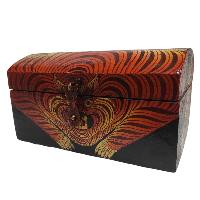 [traditional Tibetan], Wooden Oval Black Color Box, [tiger Painted]