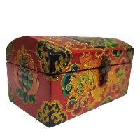 [traditional Tibetan], Wooden Oval Red Color Box, [dragon Painted]