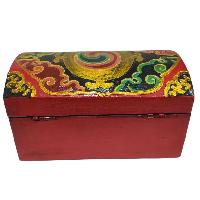 [traditional Tibetan], Wooden Oval Red Color Box, [dragon Painted]