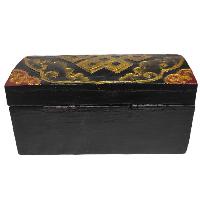 [traditional Tibetan], Wooden Oval Black Color Box, [flower Painted]