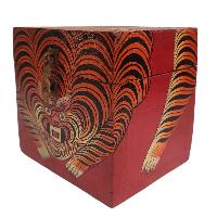 [traditional Tibetan], Wooden Square Box, [red Color Tiger Painted]