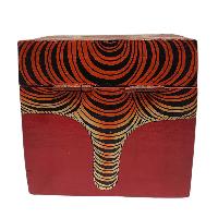 [traditional Tibetan], Wooden Square Box, [red Color Tiger Painted]