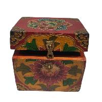 [traditional Tibetan], Wooden Square Box, [yellow Color Lotus Painted]