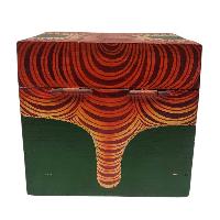 [traditional Tibetan], Wooden Square Box, [green Color Tiger Painted]