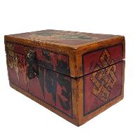 [traditional Tibetan], Wooden Red Color Rectangle Red Color Box, [om Mani Padme Om]