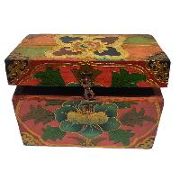 [traditional Tibetan], Wooden Rectangle Red Color Box, [lotus Painted]