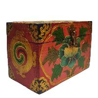 [traditional Tibetan], Wooden Rectangle Red Color Box, [lotus Painted]