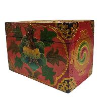 [traditional Tibetan], Wooden Rectangle Red Color Box, [lotus Painted]