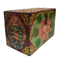 [traditional Tibetan], Wooden Rectangle Green Color Box, [lotus Painted]