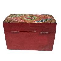 [traditional Tibetan], Wooden Rectangle Green Color Box, [lotus Painted]