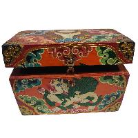 [traditional Tibetan], Wooden Rectangle Red Color Box, [snow Lion Painted]