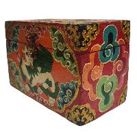 [traditional Tibetan], Wooden Rectangle Red Color Box, [snow Lion Painted]