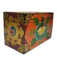 [traditional Tibetan], Wooden Rectangle Red Color Box, [lotus Painted]