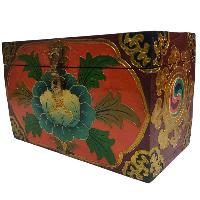 [traditional Tibetan], Wooden Rectangle Red Color Box, [lotus Painted]