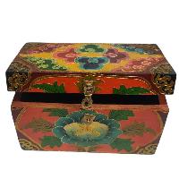 [traditional Tibetan], Wooden Rectangle Red Color Box, [lotus Painted]