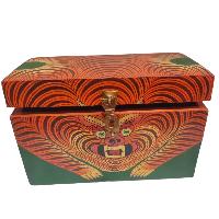 [traditional Tibetan], Wooden Rectangle Green Color Box, [tiger Painted]