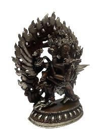 Buddhist Statue Miniature Statue Of, Vajrakilaya - Dorje Phurba, [silver And Chocolate Oxidized]