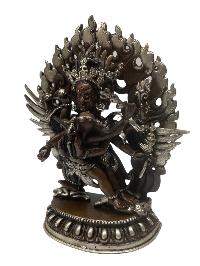 Buddhist Statue Miniature Statue Of, Vajrakilaya - Dorje Phurba, [silver And Chocolate Oxidized]