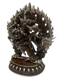 Buddhist Statue Miniature Statue Of, Hayagriva, [silver And Chocolate Oxidized]