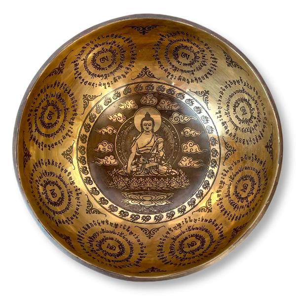 Fine Carving Singing Bowl [jambati], With [shakyamuni Buddha], [etching]