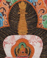 Tibetan Thangka Of Shakyamuni Buddha Mandala, [real Gold], Natural Traditional Color, [painted Both Side], [rare Find], [master Quality], [old Stock]