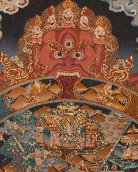 [old], [master Quality],tibetan Thangka Of Wheel Of Life, [real Gold], Natural Traditional Color