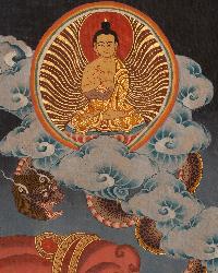 [old], [master Quality],tibetan Thangka Of Wheel Of Life, [real Gold], Natural Traditional Color