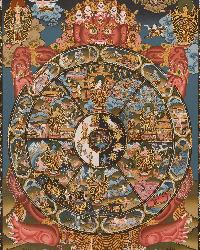 [master Quality],tibetan Thangka Of Wheel Of Life, [real Gold], Natural Traditional Color