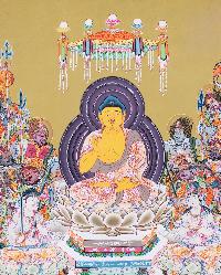 [master Quality],japanese Style Thangka Of Amitabha Buddha, [real Gold], Natural Traditional Color