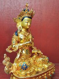 Buddhist Statue Of Vajrasattva, [full Gold Plated, Stone Setting, Face Painted]