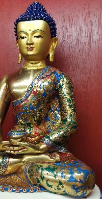 Buddhist Statue Of Amitabha Buddha, [traditional Color, Face Painted]