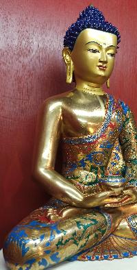 Buddhist Statue Of Amitabha Buddha, [traditional Color, Face Painted]