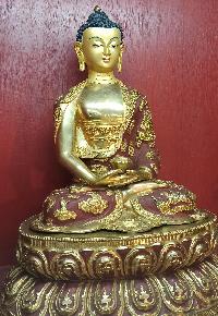 Buddhist Statue Of Amitabha Buddha, [partly Gold Plated, Face Painted]