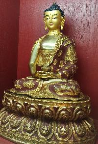 Buddhist Statue Of Amitabha Buddha, [partly Gold Plated, Face Painted]