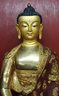 Buddhist Statue Of Amitabha Buddha, [partly Gold Plated, Face Painted]