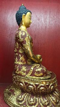 Buddhist Statue Of Amitabha Buddha, [partly Gold Plated, Face Painted]