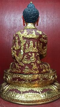 Buddhist Statue Of Amitabha Buddha, [partly Gold Plated, Face Painted]