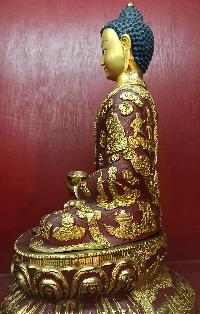 Buddhist Statue Of Amitabha Buddha, [partly Gold Plated, Face Painted]